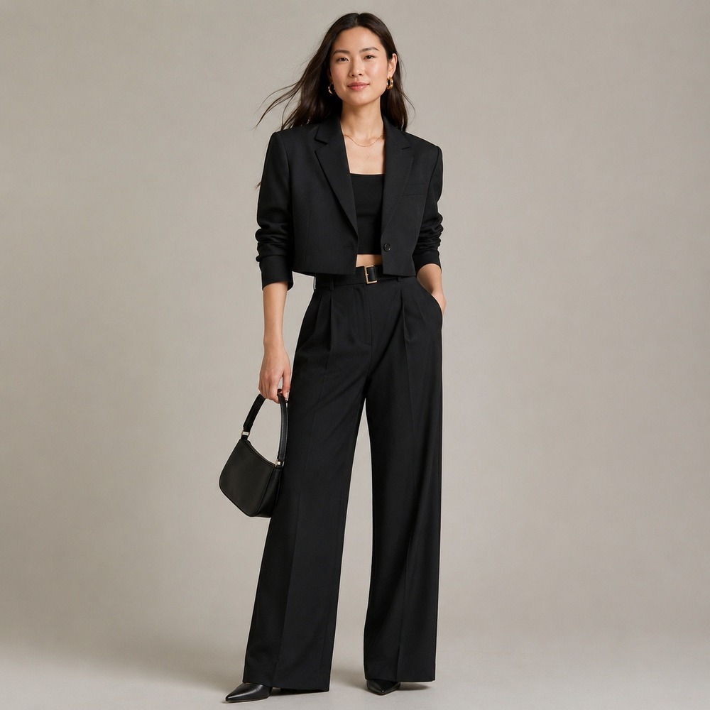 Wild Fable Black Cropped Single Button Blazer Jacket XS NWT Minimalist Chic